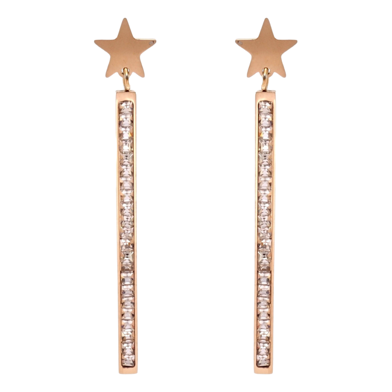 Сережки Xuping TTM Stainless Steel колір РО пусети Зірки з доріжками цирконію фото №3