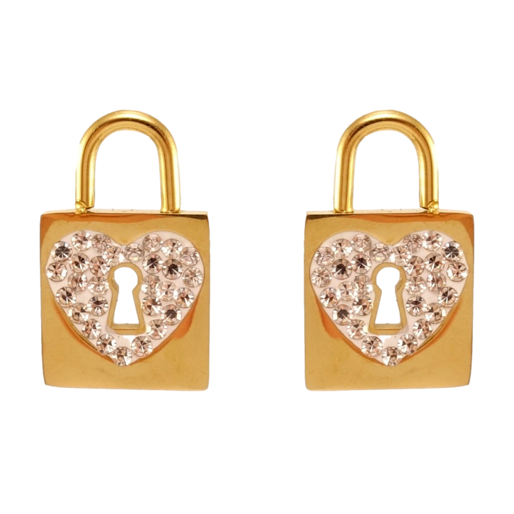 Серьги Xuping TTM Stainless Steel цвет 14K пусеты Замочки с цирконием фото №18