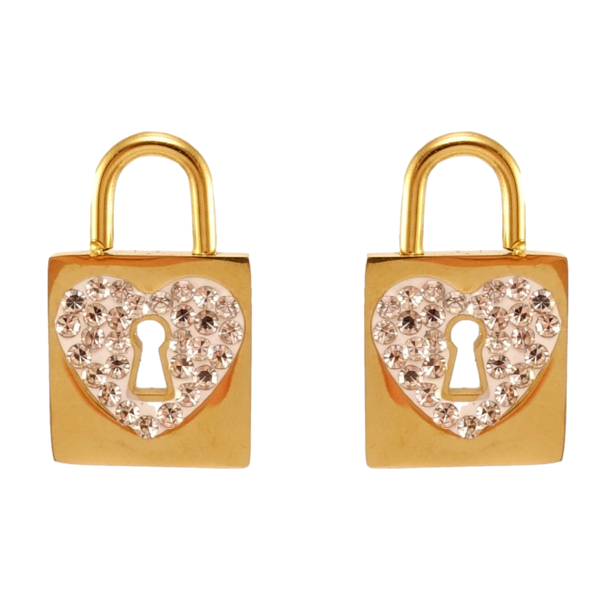 Серьги Xuping TTM Stainless Steel цвет 14K пусеты Замочки с цирконием фото №1 Серьги Xuping TTM Stainless Steel цвет 14K пусеты Замочки с цирконием фото №1