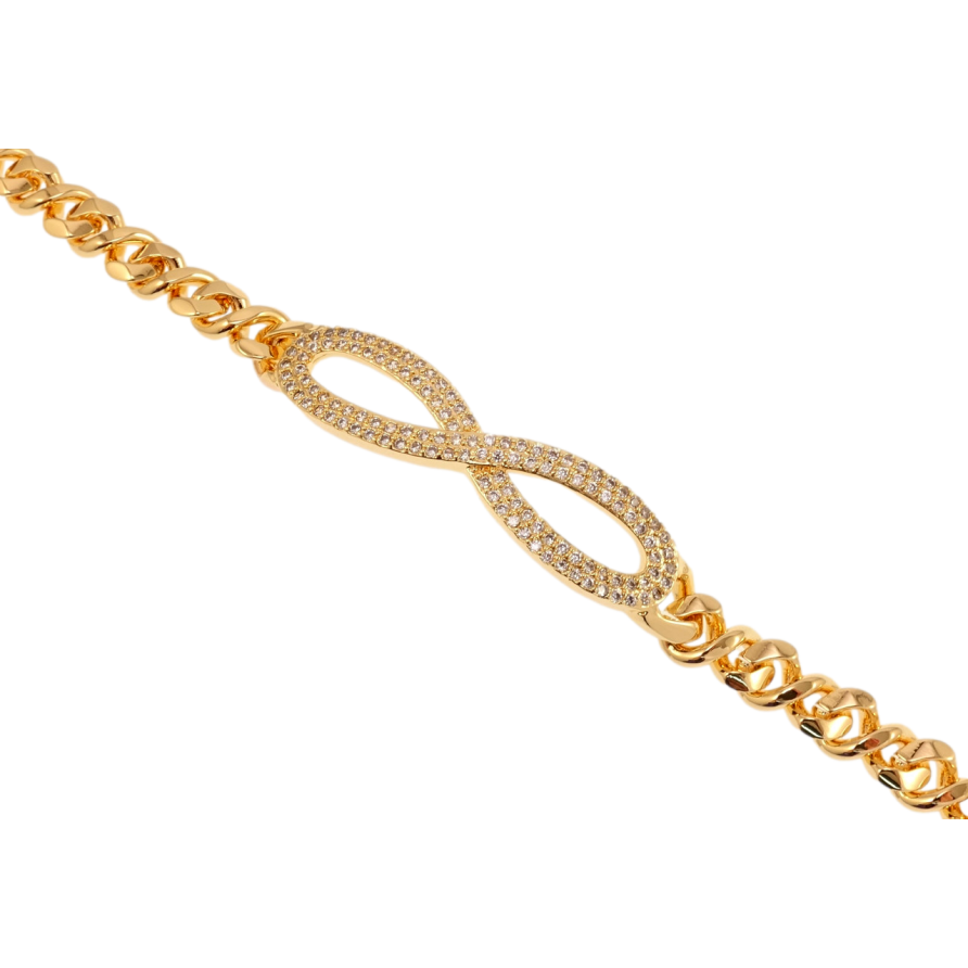 Браслет Xuping M&L Колір 18K Плетіння Вісімка та вставка нескінченність з цирконієм довжина 20,5см х 7мм фото №1 Браслет Xuping M&L Колір 18K Плетіння Вісімка та вставка нескінченність з цирконієм довжина 20,5см х 7мм фото №1