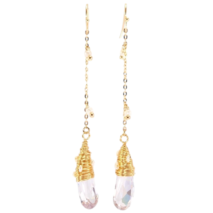 Серьги Xuping Позолота 18K французский замок Декоративные кристальные подвески на цепочке фото №16