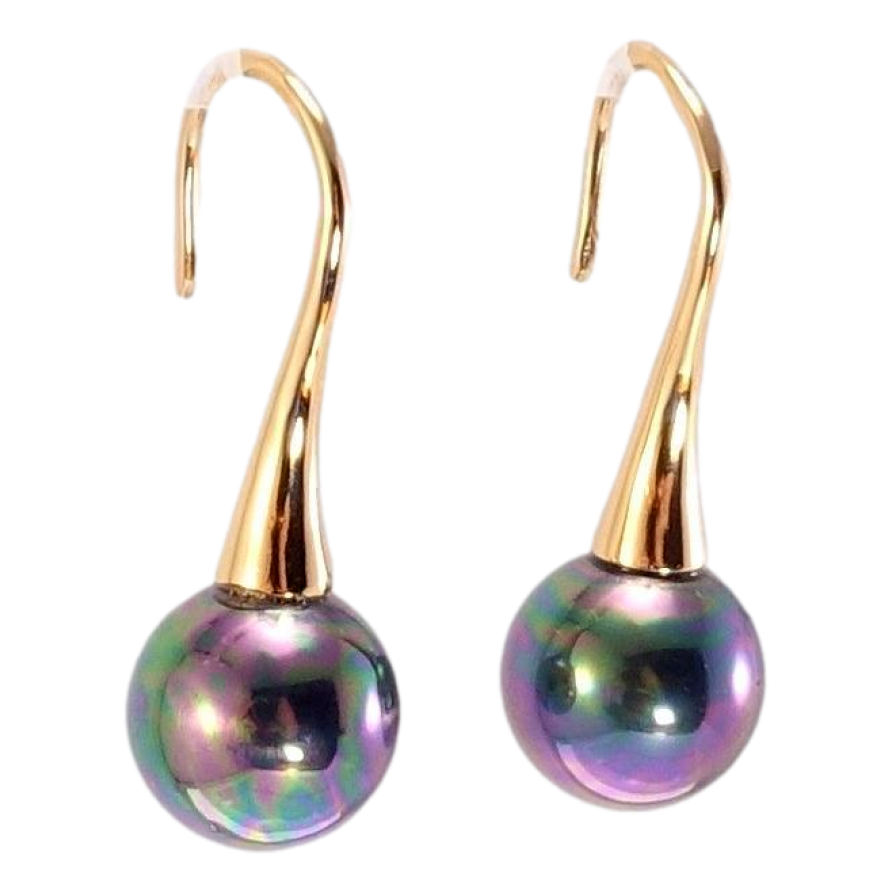 Серьги Xuping Позолота 18K французский замок Черные жемчужины на дужках фото №1