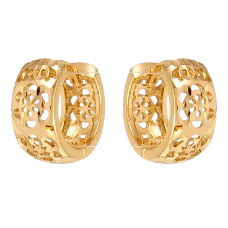 Серьги Xuping Позолота 18K колечки Цветочный резной орнамент фото №3 Серьги Xuping Позолота 18K колечки Цветочный резной орнамент фото №3