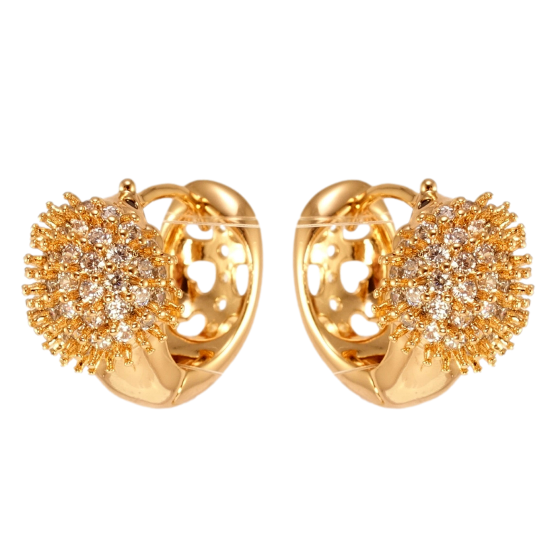 Серьги Xuping Позолота 18K колечки Ежики инкрустация цирконием фото №1 Серьги Xuping Позолота 18K колечки Ежики инкрустация цирконием фото №1