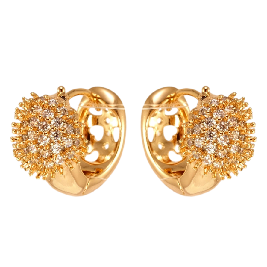 Серьги Xuping Позолота 18K колечки Ежики инкрустация цирконием фото №1 Серьги Xuping Позолота 18K колечки Ежики инкрустация цирконием фото №1
