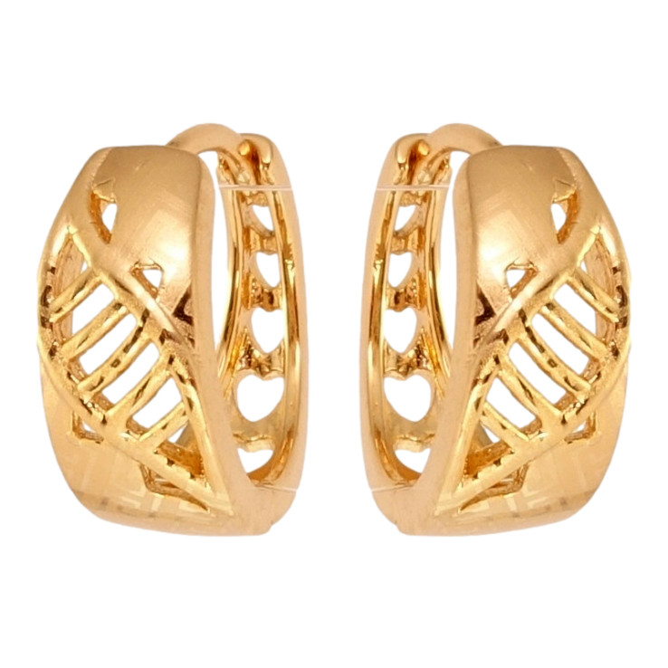 Серьги Xuping Позолота 18K колечки Резные листочки с меандровым узором напылением фото №24 Серьги Xuping Позолота 18K колечки Резные листочки с меандровым узором напылением фото №24