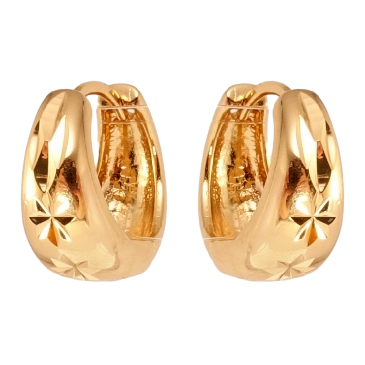 Серьги Xuping Позолота 18K колечки Корзинки с узором звездочки насечками фото №24 Серьги Xuping Позолота 18K колечки Корзинки с узором звездочки насечками фото №24