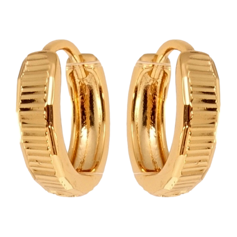 Сережки Xuping Позолота 18K колечка Смугастий візерунок насічками фото №3