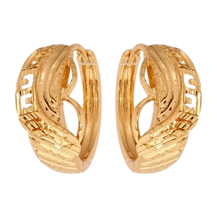 Серьги Xuping Позолота 18K колечки Фантазийный орнамент с шагренью и насечками фото №19