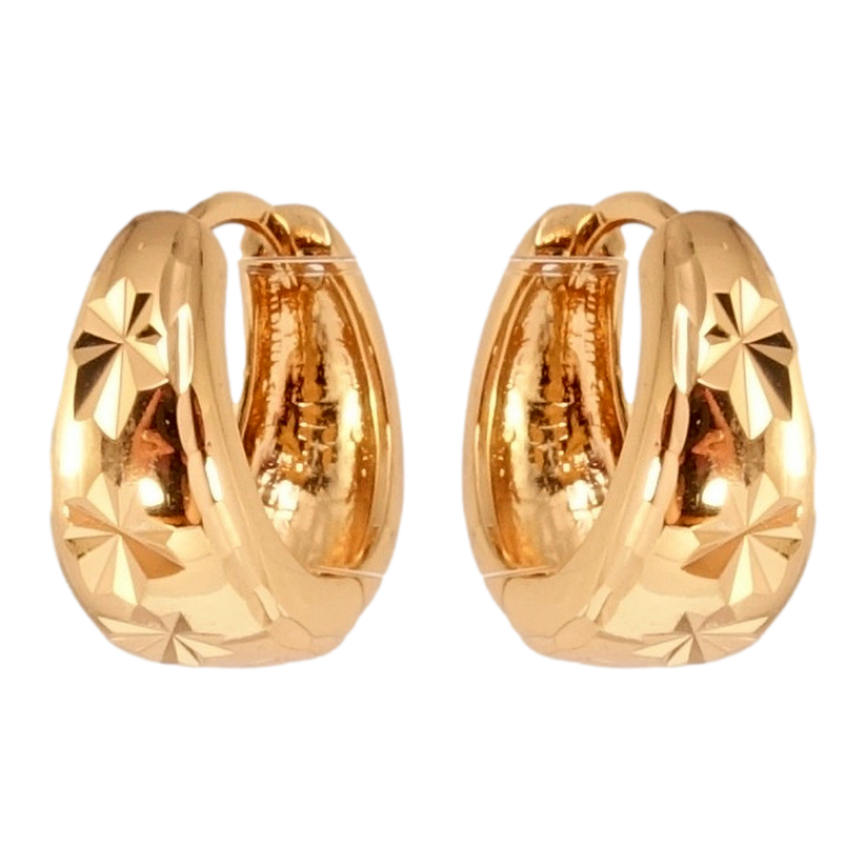 Серьги Xuping Позолота 18K колечки Звездочки насечками фото №2
