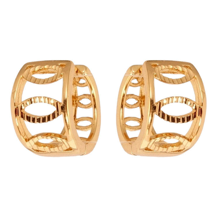 Серьги Xuping Позолота 18K колечки Широкие с резным узором фото №10