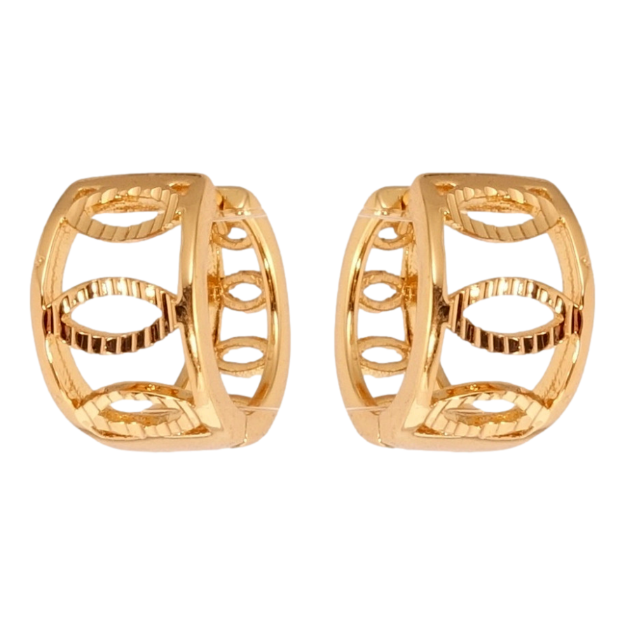 Серьги Xuping Позолота 18K колечки Широкие с резным узором фото №1 Серьги Xuping Позолота 18K колечки Широкие с резным узором фото №1