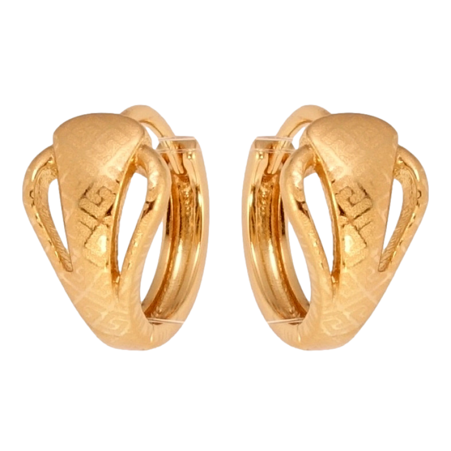 Серьги Xuping Позолота 18K колечки Символичный орнамент с меандровым узором напылением фото №1 Серьги Xuping Позолота 18K колечки Символичный орнамент с меандровым узором напылением фото №1