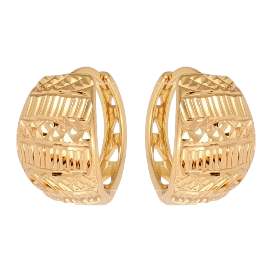 Серьги Xuping Позолота 18K колечки Декоративный орнамент насечками фото №1 Серьги Xuping Позолота 18K колечки Декоративный орнамент насечками фото №1