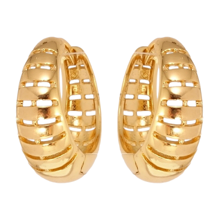 Серьги Xuping Позолота 18K колечки Объемные кольца с полосатым узором фото №9 Серьги Xuping Позолота 18K колечки Объемные кольца с полосатым узором фото №9