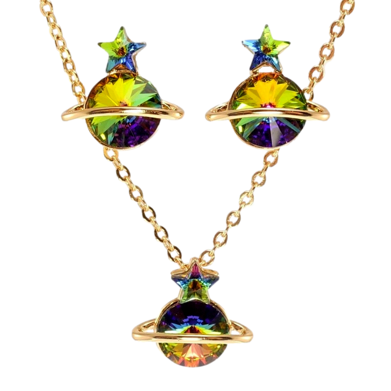 Набір Xuping колір 18K з кр-ми Swarovski Сережки Кулон на ланцюжку Кристали Vitrail Medium довжина 40-45см х фото №1 Набір Xuping колір 18K з кр-ми Swarovski Сережки Кулон на ланцюжку Кристали Vitrail Medium довжина 40-45см х фото №1