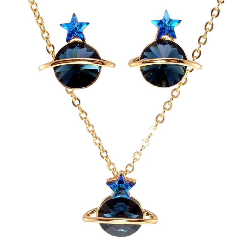 Набір Xuping колір 18K з кр-ми Swarovski Сережки Кулон на ланцюжку Кристали Montana довжина 40-45см х 2мм фото №8 Набір Xuping колір 18K з кр-ми Swarovski Сережки Кулон на ланцюжку Кристали Montana довжина 40-45см х 2мм фото №8