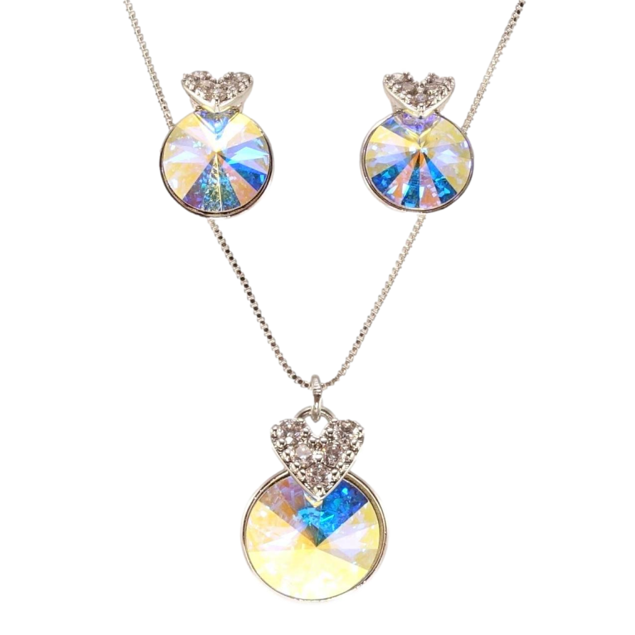 Набір Xuping колір Родій з кр-ми Swarovski Сережки Кулон на ланцюжку Кр-ми АВ 45см х 1; к.ø 12мм. с.ø 9мм фото №1 Набір Xuping колір Родій з кр-ми Swarovski Сережки Кулон на ланцюжку Кр-ми АВ 45см х 1; к.ø 12мм. с.ø 9мм фото №1