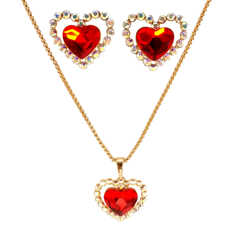 Набір Xuping колір 18K з кр-ми Swarovski Сережки Кулон на ланцюжку Сердечки з кр-в АВ та Siam довжина 40-45см фото №1 Набір Xuping колір 18K з кр-ми Swarovski Сережки Кулон на ланцюжку Сердечки з кр-в АВ та Siam довжина 40-45см фото №1