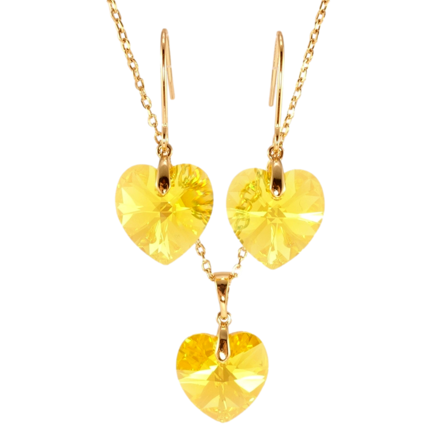 Набір Xuping колір 18K з кр-ми Swarovski Сережки Кулон на ланцюжку Сердечки Citrine довжина 40-45см х 1мм фото №1 Набір Xuping колір 18K з кр-ми Swarovski Сережки Кулон на ланцюжку Сердечки Citrine довжина 40-45см х 1мм фото №1