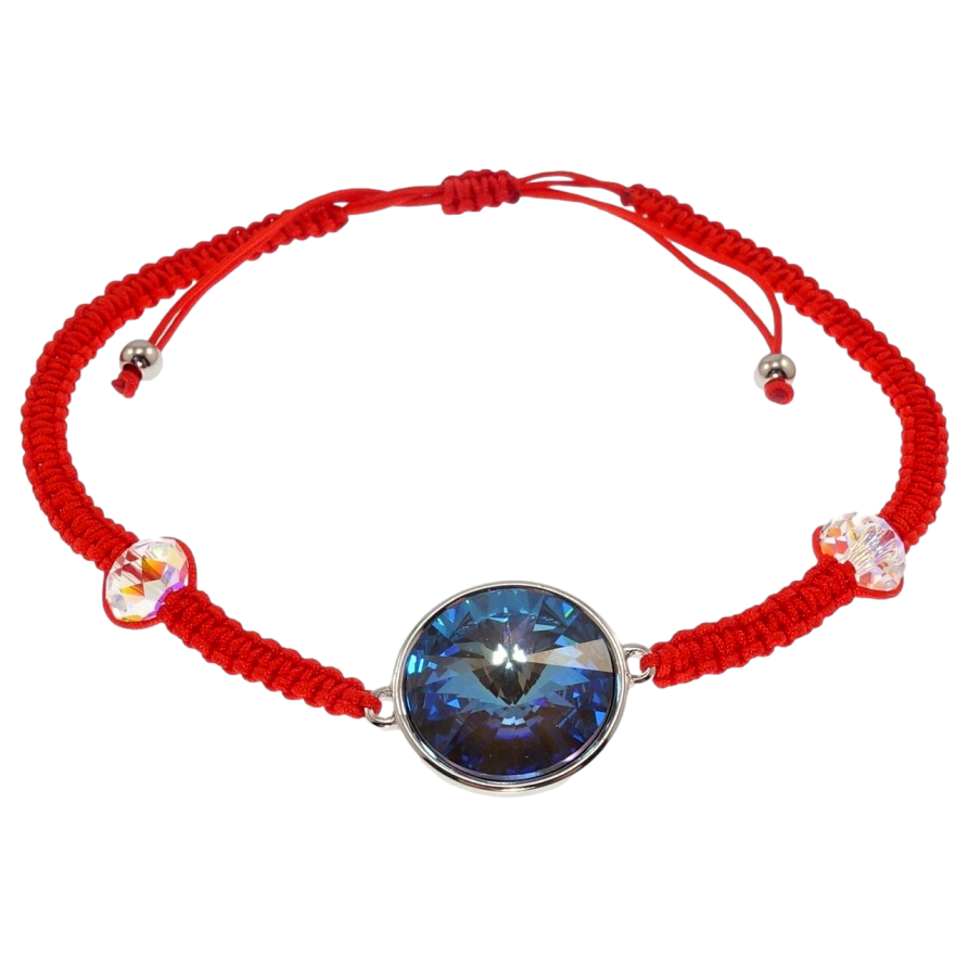 Браслет Xuping колір Родій з кр-ми Swarovski Кристал Capri Blue на затяжці д.15-24см х 3мм, ø 14мм фото №1