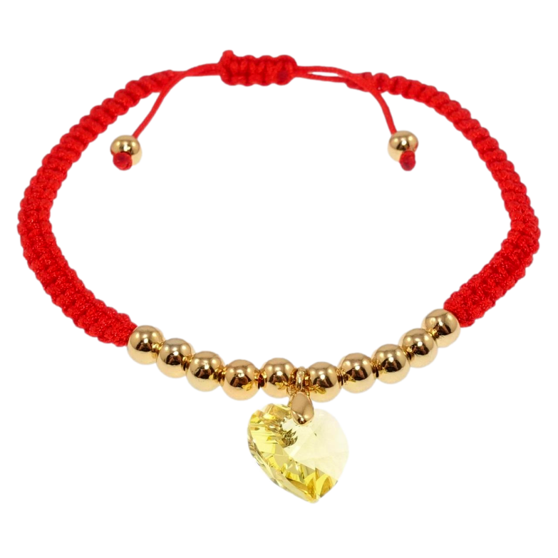 Браслет Xuping QQMM колір 18K з кр-ми Swarovski Червоний шнур із жовтим серцем на затяжці 16-22см х 5мм фото №15 Браслет Xuping QQMM колір 18K з кр-ми Swarovski Червоний шнур із жовтим серцем на затяжці 16-22см х 5мм фото №15