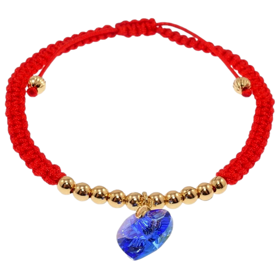 Браслет Xuping QQMM цвет 18K с кр-ми Swarovski Красный шнур с синим кристаллом на затяжке 17-23см х 5мм фото №1 Браслет Xuping QQMM цвет 18K с кр-ми Swarovski Красный шнур с синим кристаллом на затяжке 17-23см х 5мм фото №1