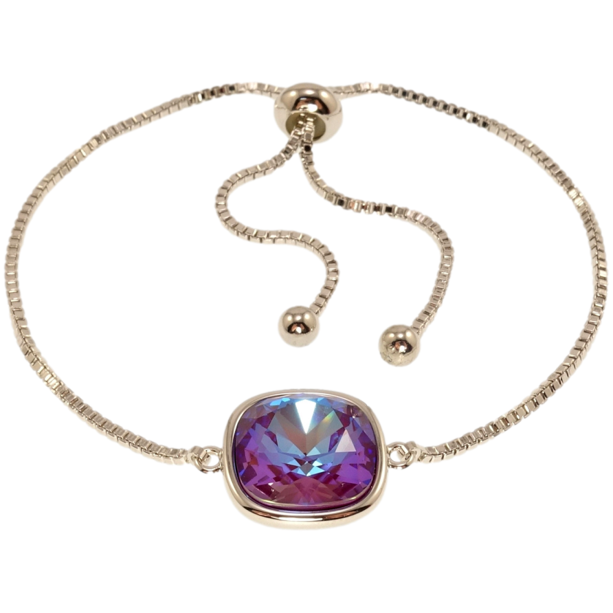 Браслет Xuping колір Родій з кр-ми Swarovski Ланцюжок зі вставкою кр-лл Burgundy Delite, 9х9мм на бігунці 12-25см х фото №1