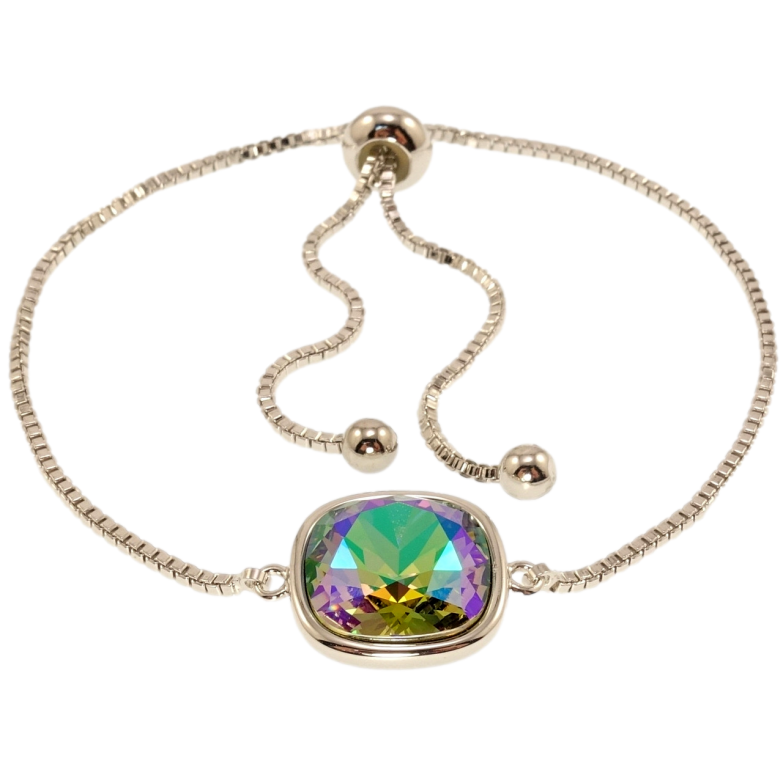 Браслет Xuping колір Родій з кр-ми Swarovski Ланцюжок зі вставкою кр-лл Peridot Shimmer, 9х9мм на бігунці 12-25см х фото №11 Браслет Xuping колір Родій з кр-ми Swarovski Ланцюжок зі вставкою кр-лл Peridot Shimmer, 9х9мм на бігунці 12-25см х фото №11