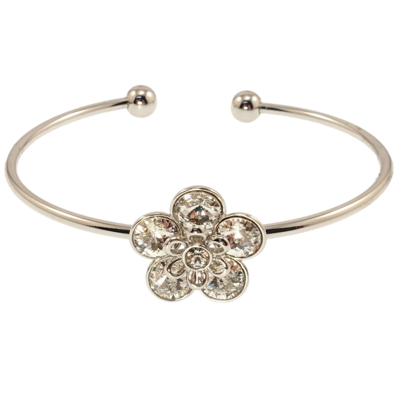 Браслет Xuping колір Родій з кр-ми Swarovski Квітка кристали Clear ø 5,5см фото №1 Браслет Xuping колір Родій з кр-ми Swarovski Квітка кристали Clear ø 5,5см фото №1