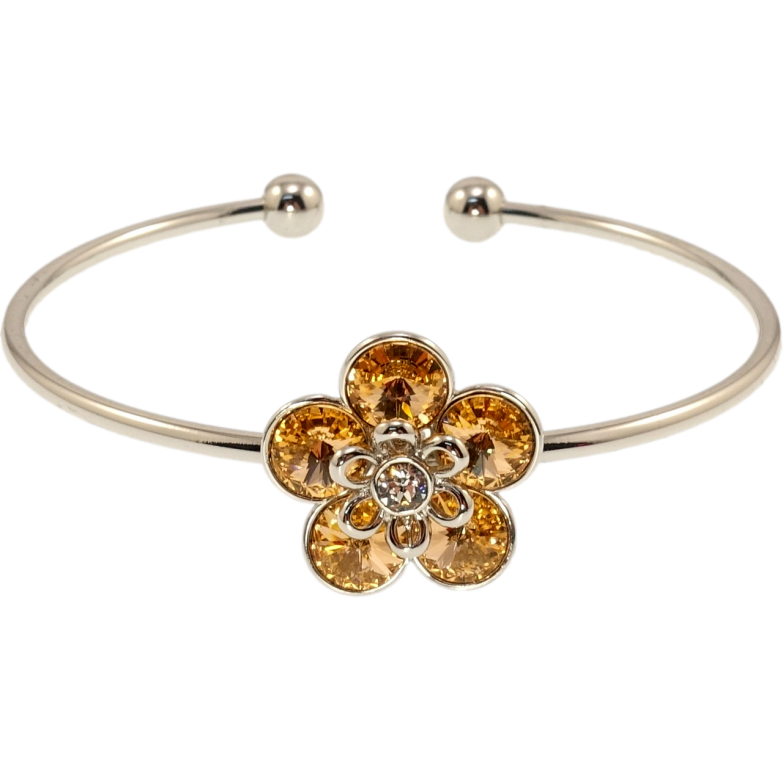 Браслет Xuping колір Родій з кр-ми Swarovski Квітка кристали Topaz ø 5,5см фото №10 Браслет Xuping колір Родій з кр-ми Swarovski Квітка кристали Topaz ø 5,5см фото №10