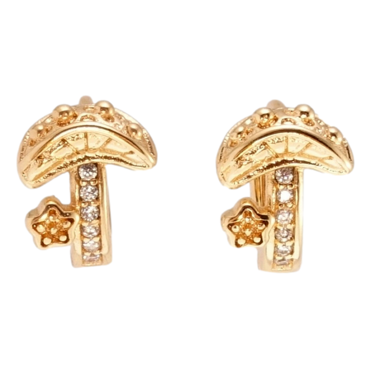 Сережки Xuping M&L Колір 18K колечка Грибочки візерунок на один бік фото №15 Сережки Xuping M&L Колір 18K колечка Грибочки візерунок на один бік фото №15