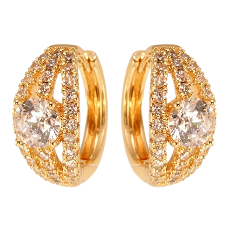 Сережки Xuping M&L Колір 18K колечка Дорожки цирконію з великим фіанітом фото №3