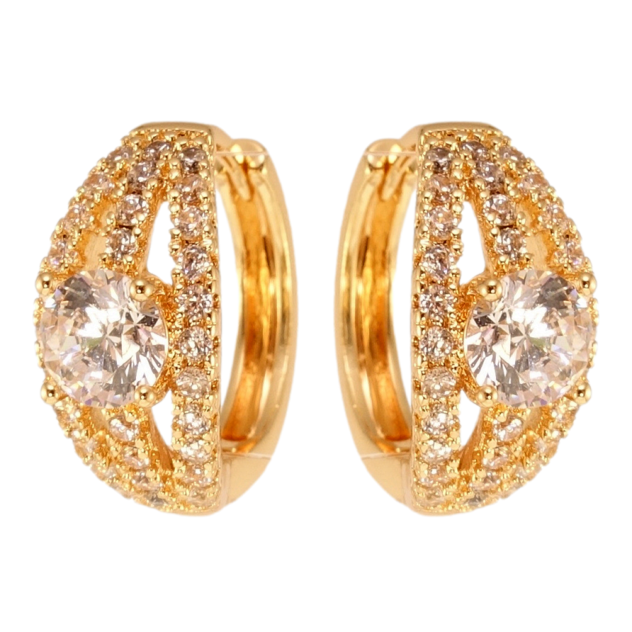 Сережки Xuping M&L Колір 18K колечка Дорожки цирконію з великим фіанітом фото №1 Сережки Xuping M&L Колір 18K колечка Дорожки цирконію з великим фіанітом фото №1