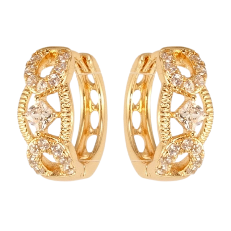Серьги Xuping M&L Цвет 18K колечки Декоративный орнамент с цирконием фото №1 Серьги Xuping M&L Цвет 18K колечки Декоративный орнамент с цирконием фото №1