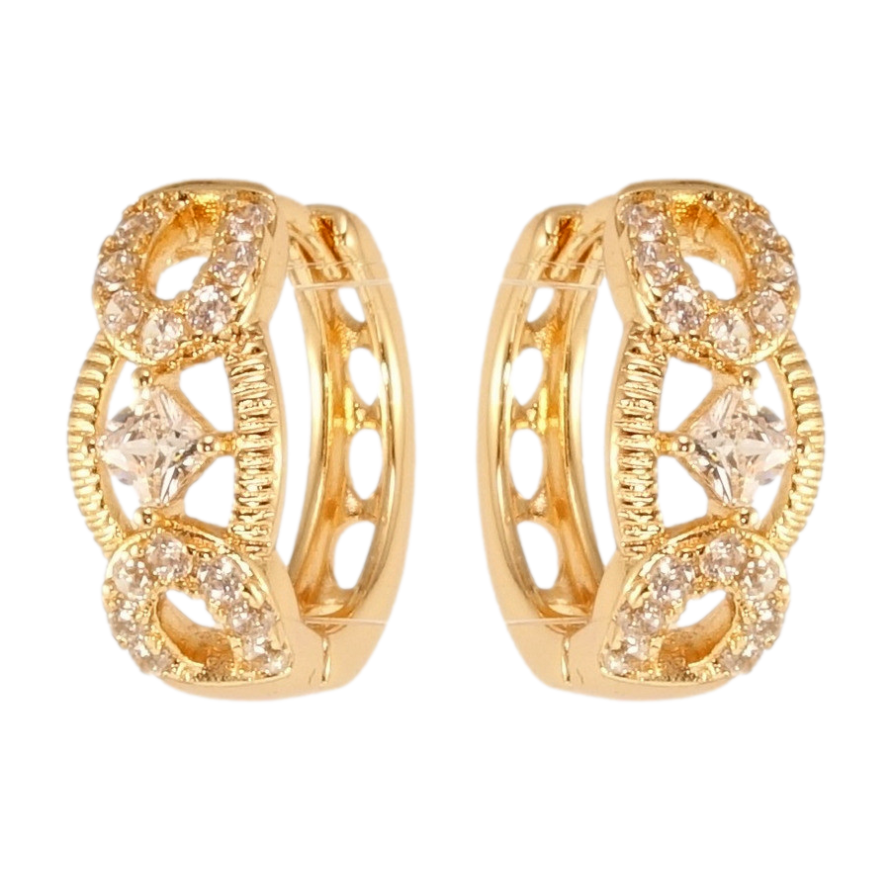 Серьги Xuping M&L Цвет 18K колечки Декоративный орнамент с цирконием фото №1 Серьги Xuping M&L Цвет 18K колечки Декоративный орнамент с цирконием фото №1