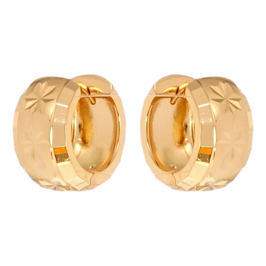 Серьги Xuping Позолота 18K колечки Широкие с звездочками насечками фото №1 Серьги Xuping Позолота 18K колечки Широкие с звездочками насечками фото №1