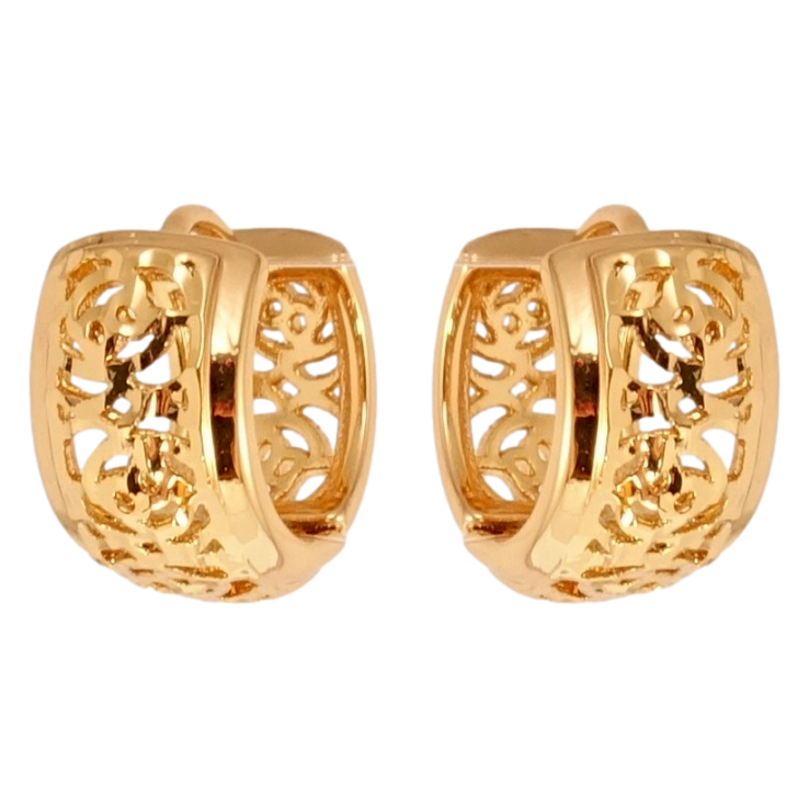 Серьги Xuping Позолота 18K колечки Резной цветочный орнамент фото №2 Серьги Xuping Позолота 18K колечки Резной цветочный орнамент фото №2