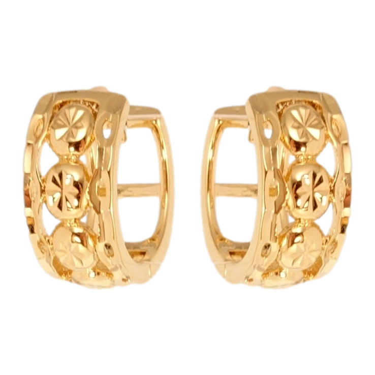 Серьги Xuping Позолота 18K колечки Фантазийный орнамент с звездочками насечками фото №19 Серьги Xuping Позолота 18K колечки Фантазийный орнамент с звездочками насечками фото №19