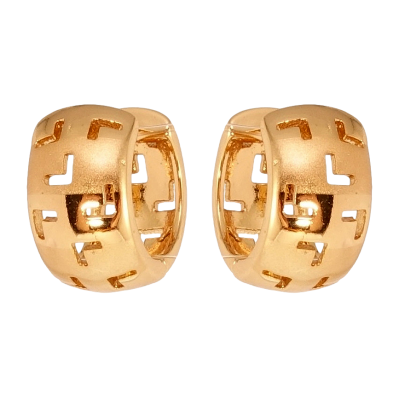 Серьги Xuping Позолота 18K колечки Широкие с вырезами и напылением фото №1