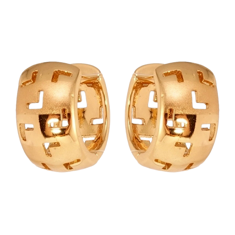 Серьги Xuping Позолота 18K колечки Широкие с вырезами и напылением фото №1 Серьги Xuping Позолота 18K колечки Широкие с вырезами и напылением фото №1