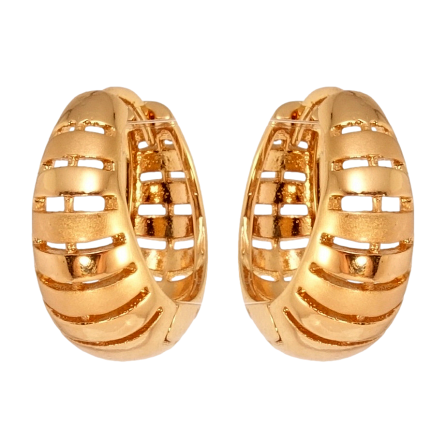 Серьги Xuping Позолота 18K колечки Объемные колечки с полосатым резным узором фото №1 Серьги Xuping Позолота 18K колечки Объемные колечки с полосатым резным узором фото №1
