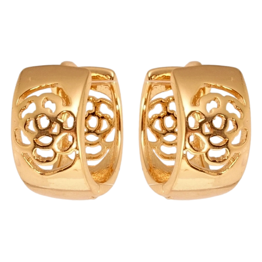 Серьги Xuping Позолота 18K колечки Резной цветочный орнамент фото №1 Серьги Xuping Позолота 18K колечки Резной цветочный орнамент фото №1