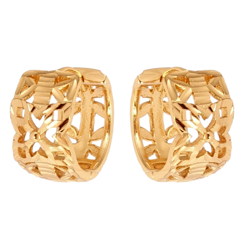 Серьги Xuping Позолота 18K колечки Декоративный резной орнамент фото №2 Серьги Xuping Позолота 18K колечки Декоративный резной орнамент фото №2