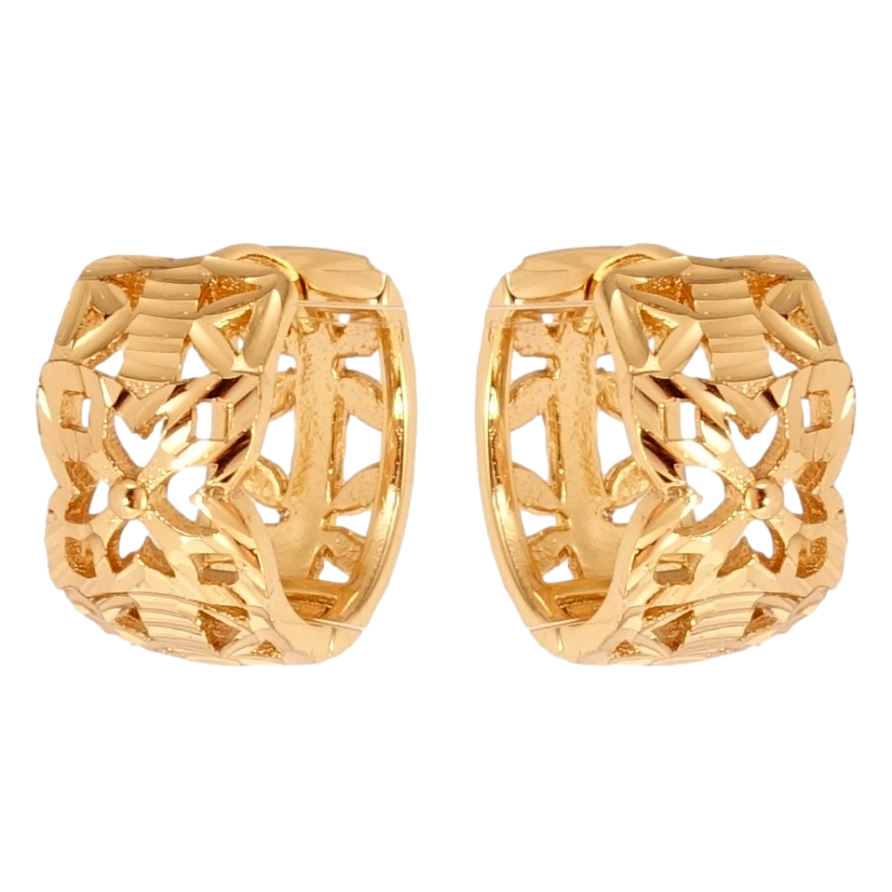 Серьги Xuping Позолота 18K колечки Декоративный резной орнамент фото №1 Серьги Xuping Позолота 18K колечки Декоративный резной орнамент фото №1