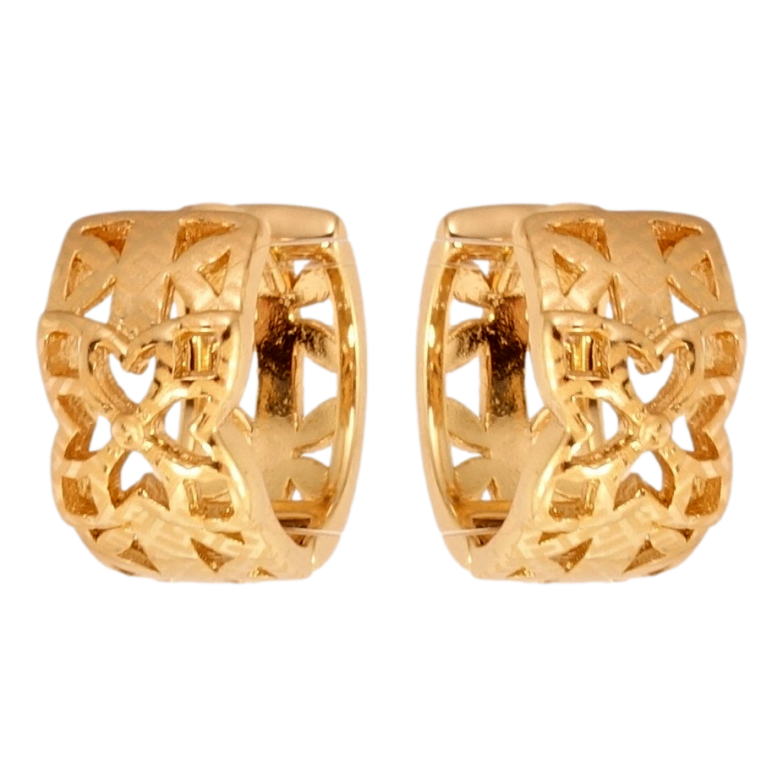 Серьги Xuping Позолота 18K колечки Декоративный резной орнамент с напылением фото №1 Серьги Xuping Позолота 18K колечки Декоративный резной орнамент с напылением фото №1