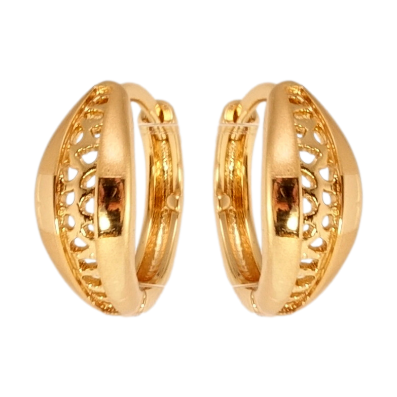 Серьги Xuping Позолота 18K колечки Листики с резным узором и напылением фото №1 Серьги Xuping Позолота 18K колечки Листики с резным узором и напылением фото №1