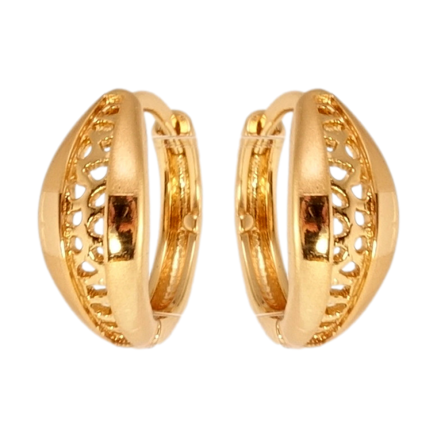 Серьги Xuping Позолота 18K колечки Листики с резным узором и напылением фото №1 Серьги Xuping Позолота 18K колечки Листики с резным узором и напылением фото №1