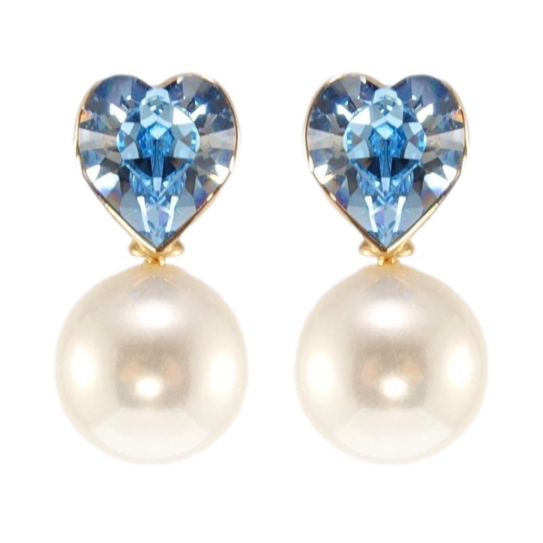 Сережки Xuping колір 18K з кристалами Swarovski пусети Серце Aquamarine з перлиною фото №16 Сережки Xuping колір 18K з кристалами Swarovski пусети Серце Aquamarine з перлиною фото №16