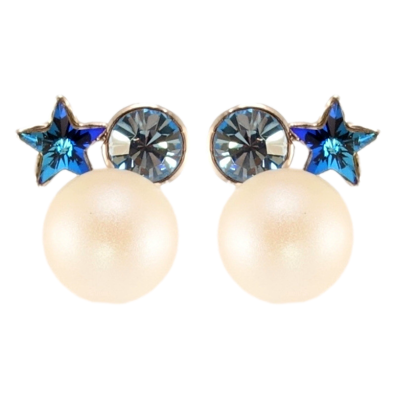 Сережки Xuping колір Родій з кристалами Swarovski пусети Перлина з кристалами Capri Blue та Montana фото №13 Сережки Xuping колір Родій з кристалами Swarovski пусети Перлина з кристалами Capri Blue та Montana фото №13